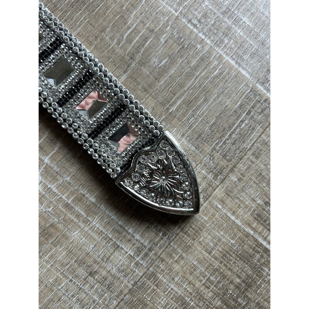 Western Rhinestone Concho Belt Womens Silver Crystal Studded Cowgirl 34-38 - Picture 12 of 16